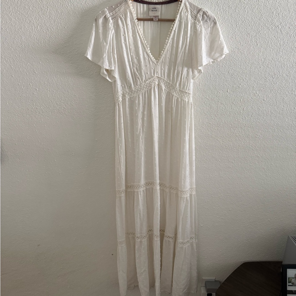 Knox Rose White Ruched Tiered Maxi Sundress